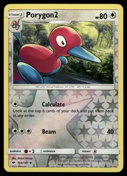 Porygon2 Reverse Holo 104/147 SM - Burning Shadows Pokemon - Image 1