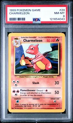 1999 Pokemon Game 24 Charmeleon PSA 8 NM-MINT Trusted Seller! Free Ship Base Set - Image 1