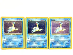 1999 Pokemon Lapras Fossil 10/62 Holo Lot of 3 Holo Rares HP - Image 1