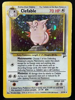 Pokemon Clefable 5/130 WotC Base Set 2 Holo Rare 1999-2000 - Image 1