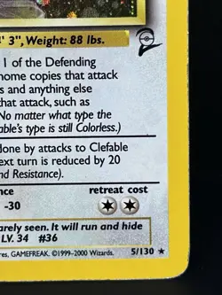 Pokemon Clefable 5/130 WotC Base Set 2 Holo Rare 1999-2000 - Image 4