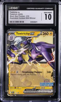 2025 POKEMON ILLUSTRATION CONTEST 2024 WINNER #215 TOXTRICITY EX CGC 10 GEM MINT - Image 1
