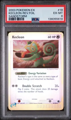 2003 POKEMON EX SANDSTORM #18 KECLEON-REVERSE FOIL PSA 6 - Image 1