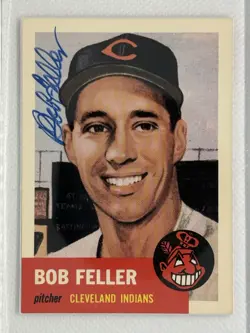 Autographed Bob Feller 1953 Topps Archives #54 Signed Auto Card from 1991 - Image 2
