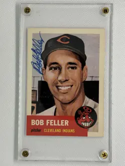 Autographed Bob Feller 1953 Topps Archives #54 Signed Auto Card from 1991 - Image 3