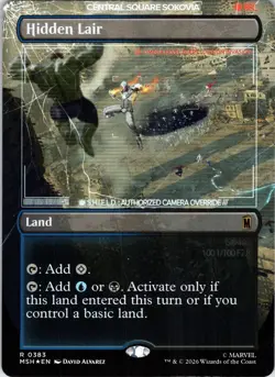 Hidden Lair (Borderless) 383 Marvel Super Heroes Magic: The Gathering Foil NM - Image 1
