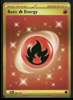 Basic Fire Energy 230/197 Hyper Rare Obsidian Flames Pokemon Holo Near Mint - Image 1