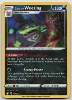 Pokemon Card Galarian Weezing Holo Rare Shining Fates 042/072 - Image 1