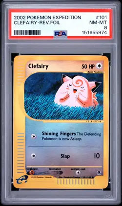 2002 Pokemon Expedition #101 Clefairy Reverse Foil PSA 8 NM-MT - Image 1