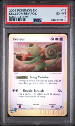 2003 POKEMON EX SANDSTORM #18 KECLEON-REVERSE FOIL PSA 6 - Image 1