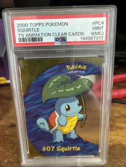 PSA 9 MINT Pokemon Squirtle Topps Clear Card PC4 2000 TV Animation - Image 1