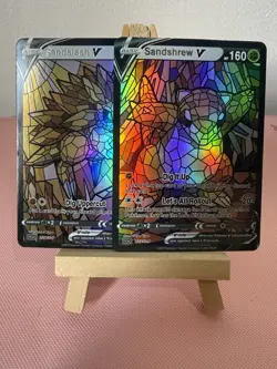 Sandshrew & Sandslash Stained Glass Pokemon Card DISPLAY ART CARD - Image 1