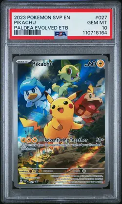 2023 POKEMON SVP EN-SV BLACK STAR PROMO #027 PIKACHU PSA 10 - Image 1