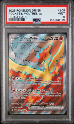 Pokemon TCG Team Rocket's Moltres ex 208/182 SV10 Holo Ultra Rare PSA 9 - Image 2