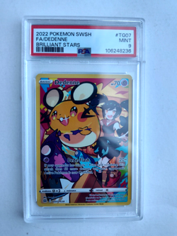 2022 POKEMON SWSH Brilliant Stars Full Art DEDENNE #TG07 - PSA 9 - Image 1