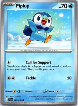 Piplup 027/094 Common Phantasmal Flames Pokemon Near Mint - Image 1