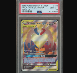 2019 Pokemon S & M Team Up #170 Latias & Latios Gx FA PSA 10 GEM MINT - Image 1