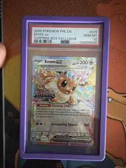 2025 POKEMON PRE EN-PRISMATIC EVOLUTIONS SURPRISE BOX EXCLUSIVE EEVEE EX PSA 10 - Image 1