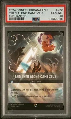 PSA 10!2024 DISNEY LORCANA EN 3-INTO THE INKLANDS #222 AND THEN ALONG CAME ZEUS - Image 1