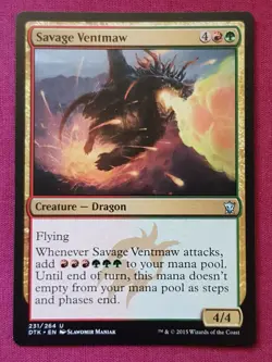 Magic The Gathering DRAGONS OF TARKIR SAVAGE VENTMAW red/green card MTG - Image 1