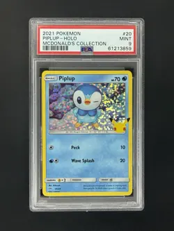 2021 Pokemon McDonald's 25th Anniversary Collection #20 Piplup Holo PSA 9 - Image 1