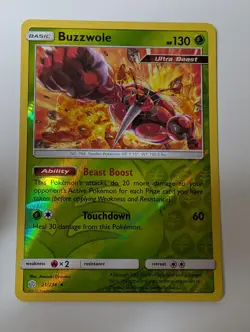 Buzzwole 21/236 Holo Rare Cosmic Eclipse Pokemon Reverse Holo Near Mint - Image 1