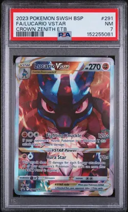 2023 POKEMON SWSH BLACK STAR PROMO #291 FA/LUCARIO VSTAR CROWN ZENITH ETB - Image 1