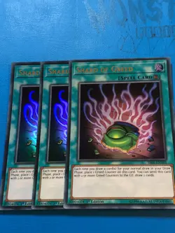 YUGIOH 3x Ultra Rare Shard Of Greed SS01-ENV01 1st Edition - Image 1