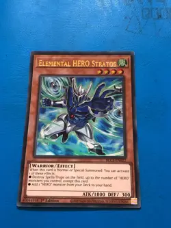 YUGIOH Ultra Rare Elemental Hero Stratos BLC1-EN022 1st Edition - Image 1