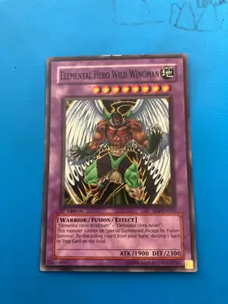 YUGIOH Super Rare Elemental Hero Wild Wingman EOJ-EN035 1st Edition PLAYED - Image 1