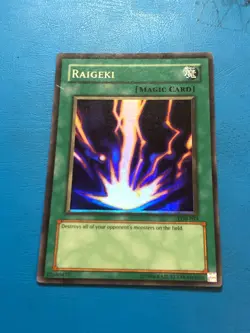 YUGIOH Super Rare Raigeki LOB-053 PLAYED - Image 1