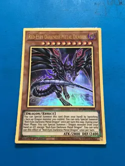 YUGIOH Gold Rare Red-Eyes Darkness Metal Dragon MGED-EN009 1st Edition PLAYED - Image 1