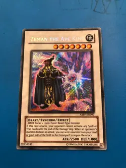 YUGIOH Secret Rare Zeman The Ape King ABPF-EN097 PLAYED - Image 1