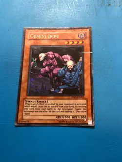 YUGIOH Secret Rare Gemini Imps PP01-EN005 PLAYED - Image 1