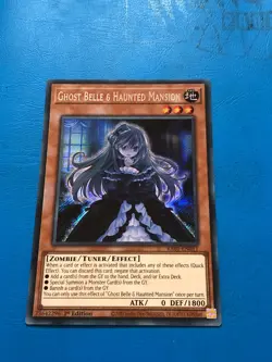 YUGIOH Secret Rare Ghost Belle & Haunted Mansion RA01-EN011 1st Edition - Image 1