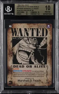 2024 ONE PIECE EMPERORS IN THE NEW WORLD WANTED ALT ART MARSHALL D. TEACH BGS 10 - Image 1