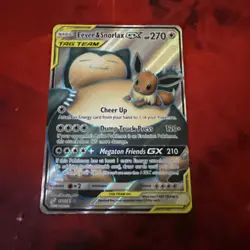 Pokemon TCG - Eevee & Snorlax GX -Sun & Moon Team Up Full Art Ultra Rare 171/181 - Image 1
