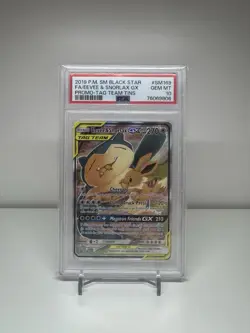 Pokemon Eevee & Snorlax GX Tag Team TCG Card SM169 PSA 10 Graded - Image 1