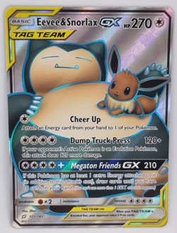 Pokemon TCG - Eevee & Snorlax GX -Sun & Moon Team Up Full Art Ultra Rare 171/181 - Image 1