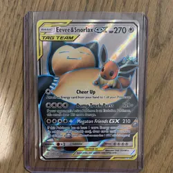 Pokemon TCG Eevee & Snorlax GX 171/181 SM-Team Up Ultra Rare Full Art Holo - Image 1