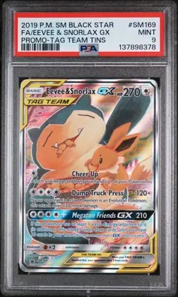 PSA - 9 - Eevee & Snorlax GX SM169 Sm Holo Pokemon TCG - Image 1