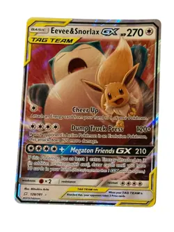 Pokemon Eevee Snorlax GX TCG Card 120/181 Sun and Moon Team Up Tag Team - Image 1