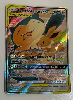 FULL ART Eevee & Snorlax GX ULTRA RARE SM Tag Team Up SM169 Pokemon TCG Promo LP - Image 1