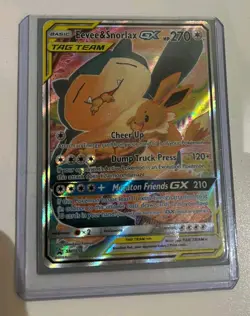 FULL ART Eevee & Snorlax GX ULTRA RARE SM Tag Team Up SM169 Pokemon TCG Promo LP - Image 2