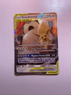 Pokemon Eevee Snorlax GX TCG Card 120/181 Sun and Moon Team Up Tag Team - Image 1