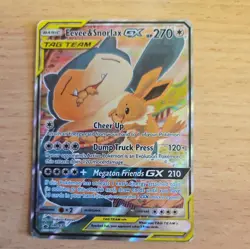 Pokemon TCG Eevee & Snorlax GX Sun & Moon - Team Up Sm169 Holo Promo - Image 1