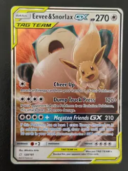 POKEMON TCG EEVEE & SNORLAX GX 120/181 TEAM UP TAG TEAM ULTRA RARE ENGLISH - Image 1