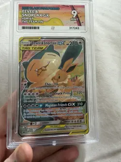 Pokemon TCG Eevee & Snorlax GX TAG TEAM SM169 Black Star Promo Holo ACE 9 - Image 1