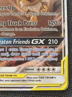 Pokemon TCG Eevee & Snorlax GX Sun Moon Tag Team Card 120/181 NM - Image 4