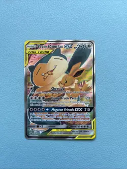 Pokemon TCG Eevee & Snorlax GX Holo Ultra Rare Black Star Promo SM169 Near Mint - Image 1